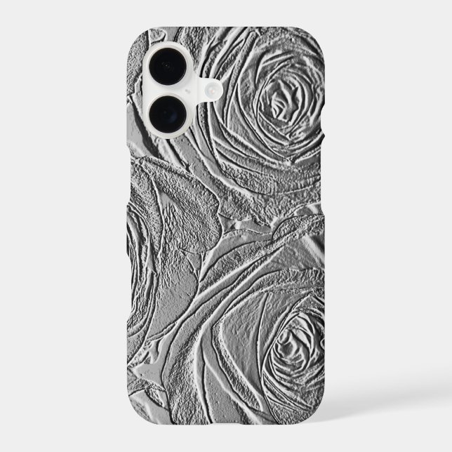 Metallic Silver Roses iPhone Case (Back)