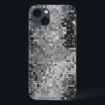 Metallic Silver Sequins Look Disco Mirrors Bling iPhone 13 Case<br><div class="desc">Popular shiny metallic sequence look gray silver tones disco style. Retro 70's disco ball mirrors with the bling and sparkles. Look for this design in many tones. Purple blue green pink and can be requested in your favorite color. It is a image pattern and not actual sequence.</div>