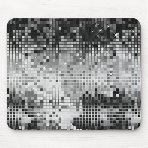 Metallic Silver Sequins Look Disco Mirrors Bling Mouse Pad