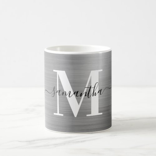Metallic Silver Signature Monogram Coffee Mug