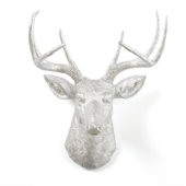Metallic Silver Stag Deer Head (Front)