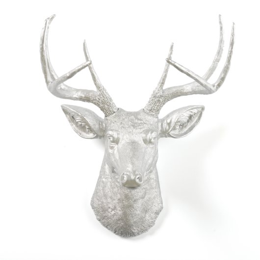 Metallic Silver Stag Deer Head (Front)
