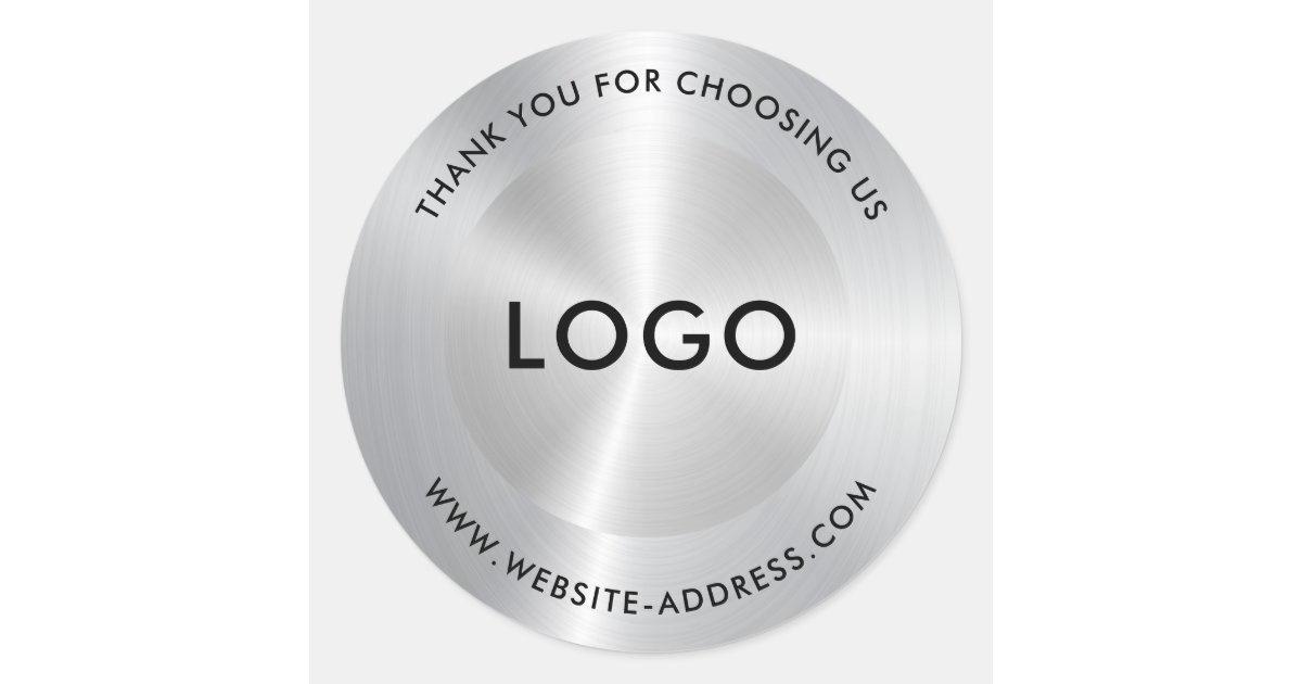 Metallic Silver Stainless Steel Look Classic Round Sticker | Zazzle