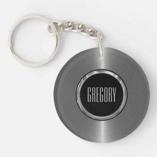 Metallic Silver Stainless Steel Look Keychain