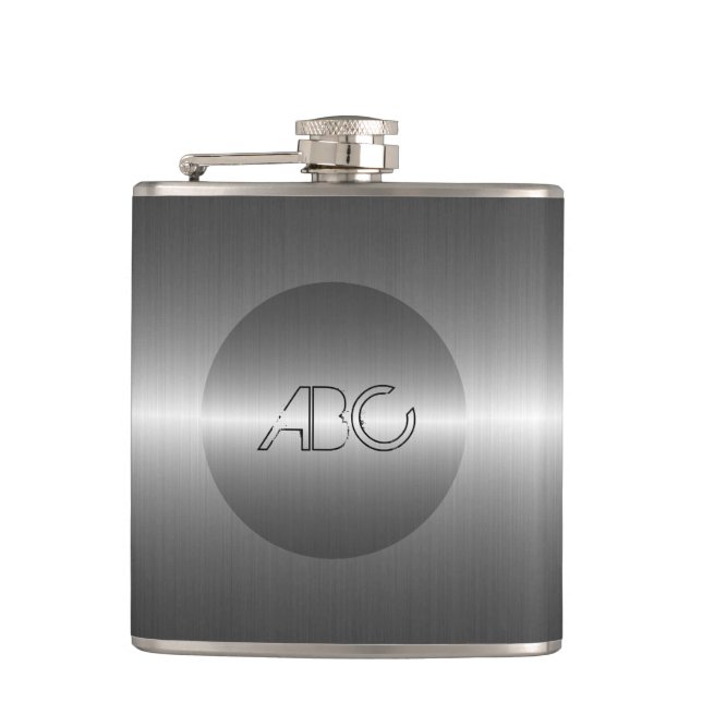 Metallic Silver Stainless Steel Metal 2 Hip Flask (Front)