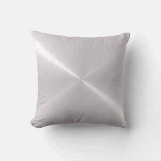 Metallic Silver Stainless Steel Metal Look Throw Pillow