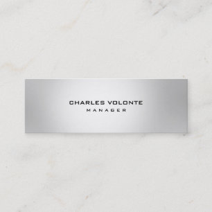 Metallic Silver Stylish Minimalist Professional Mini Business Card