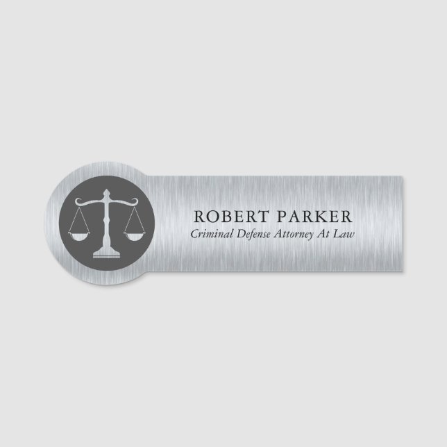 Metallic Silver Texture Custom Logo Name Tag (Front)