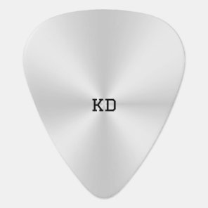 Metallic silver texture, monogram guitar pick