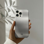 Metallic Silver Texture Stainless Steel Look Case-Mate iPhone 14 Pro Case<br><div class="desc">Elegant shiny slick metallic silver texture print,  stainless steel look with gold border accents,  business card template—customizable typography in black.
Minimalistic slick design.</div>