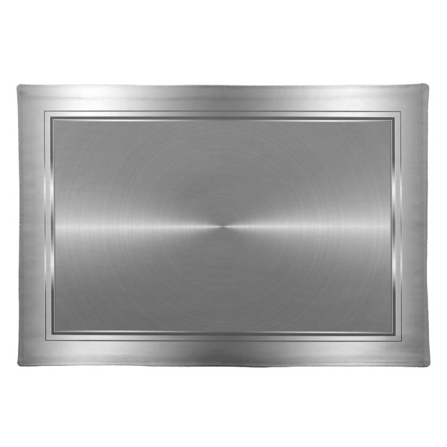 Metallic Silver Tones Stainless Steel Look Cloth Placemat (Front)
