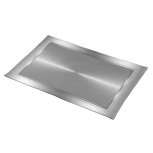 Metallic Silver Tones Stainless Steel Look Cloth Placemat
