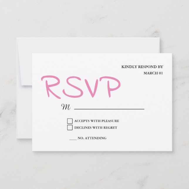 Metallic Silver Wedding RSVP Response Reply (Front)