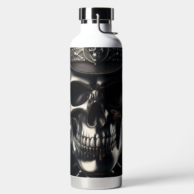 Metallic Skull Cowboy Water Bottle (Left)