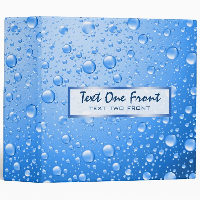 Metallic Sky Blue Rain Drops 3 Ring Binder (Front/Spine)