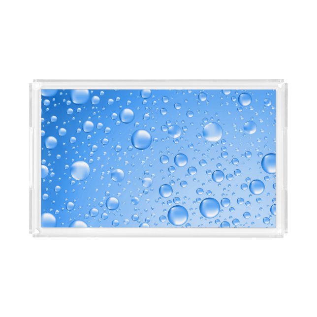 Metallic Sky Blue Rain Drops Acrylic Tray (Front)