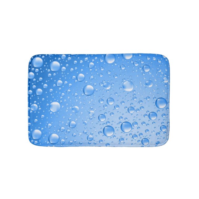 Metallic Sky Blue Rain Drops Bathroom Mat (Front)