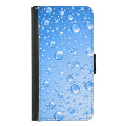 Metallic Sky Blue Rain Drops Wallet Phone Case For Samsung Galaxy S5