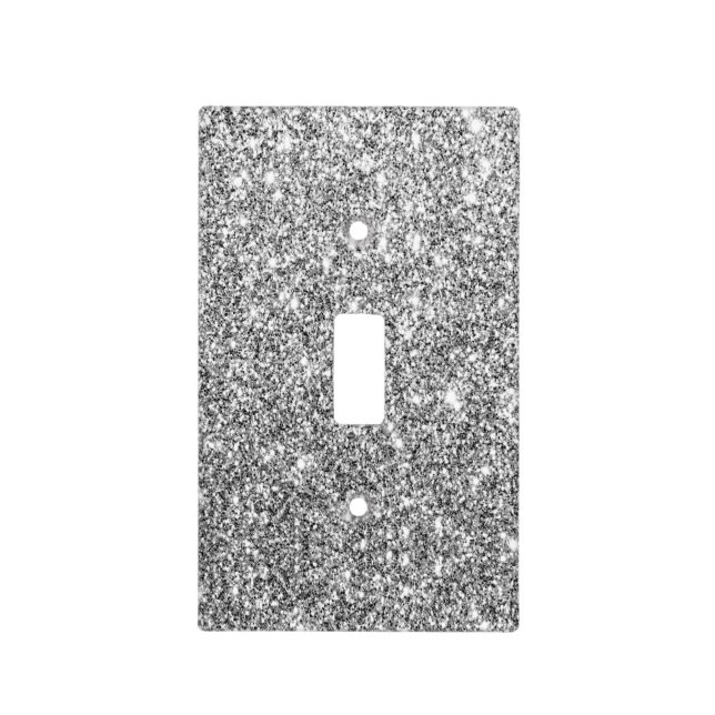 Metallic Sliver Glitter Light Switch Cover (Front)