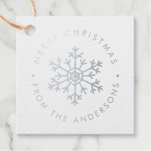 Metallic Snowflake Customer Photo Christmas Foil Favor Tags