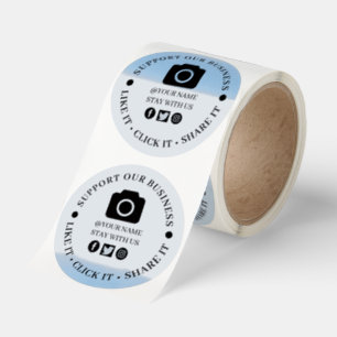 Metallic Social Media Business Sticker Roll Design