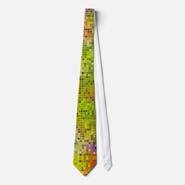 Metallic Soft Green Sequins Look Disco Mirror-Ball Tie (Front)