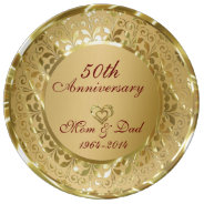Metallic Sparkling Gold 50th Anniversary Dinner Plate at Zazzle