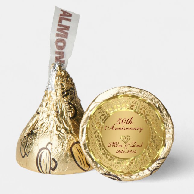 Metallic Sparkling Gold 50th Anniversary Hershey®' Hershey®'s Kisses® (Front)