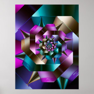 Metallic Spiral Fractal Poster