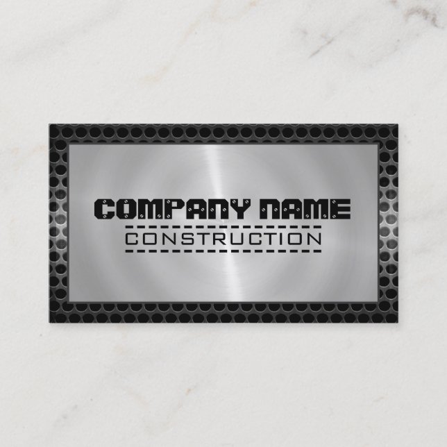 Metallic Stainless Metal Modern Steel Border #10 Business Card (Front)