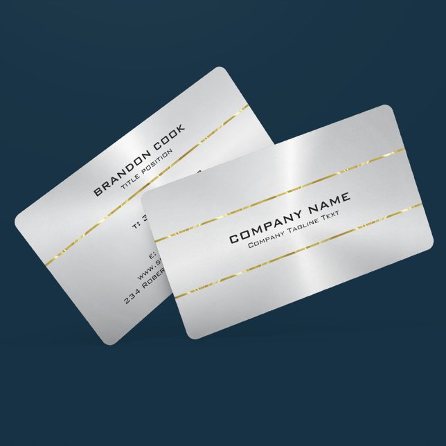 Metallic Stainless Steel Gold Silver Accent Business Card (Creator Uploaded)