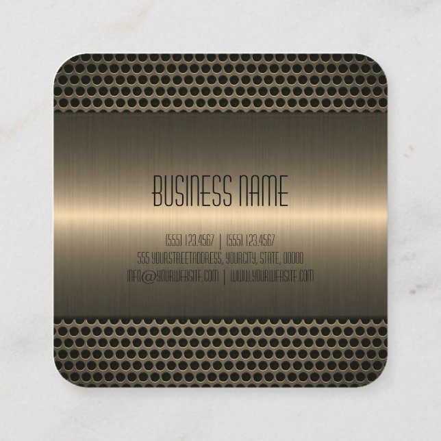 Metallic Stainless Steel Metal Look Square Business Card (Back)