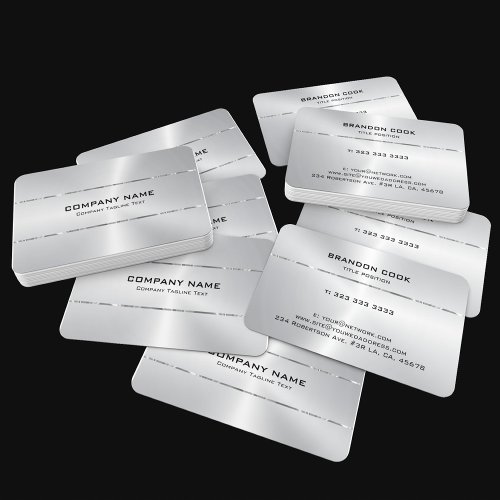 Metallic Stainless Steel Shiny Silver Accent Business Card