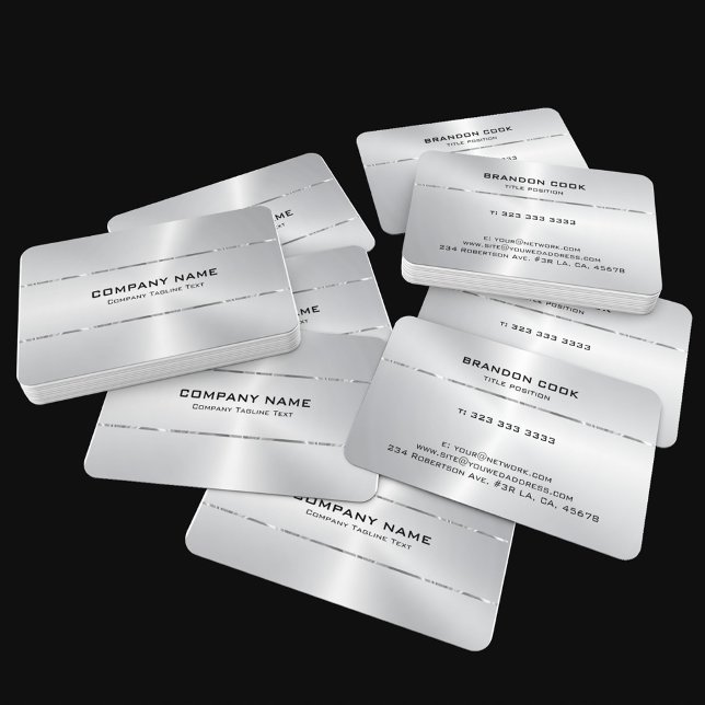 Metallic Stainless Steel Shiny Silver Accent Business Card (Creator Uploaded)