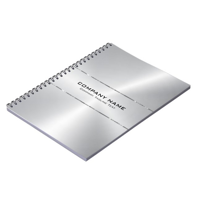 Metallic Stainless Steel Shiny Silver Accent Notebook (Left Side)