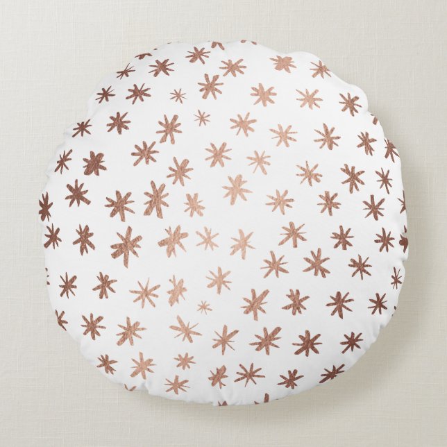 Metallic stars - copper round pillow (Front)