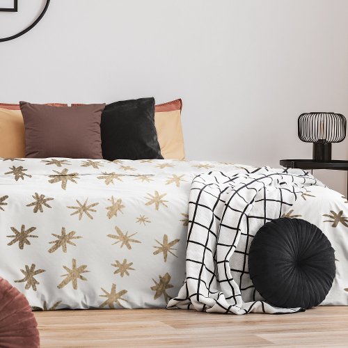 Metallic stars _ gold duvet cover