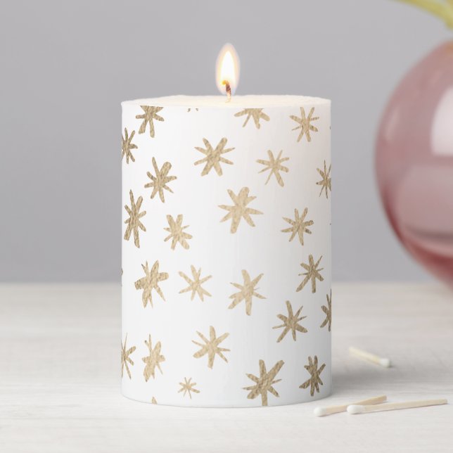 Metallic stars - gold pillar candle (In Situ)