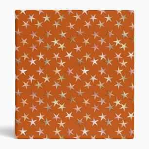 Metallic stars, pale gold and copper shades 3 ring binder