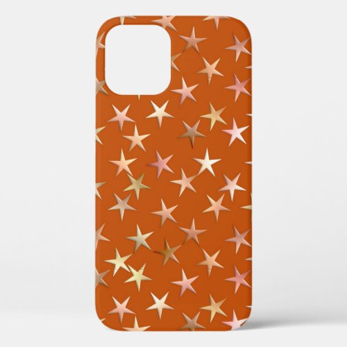 Metallic stars pale gold and copper shades iPhone 12 case