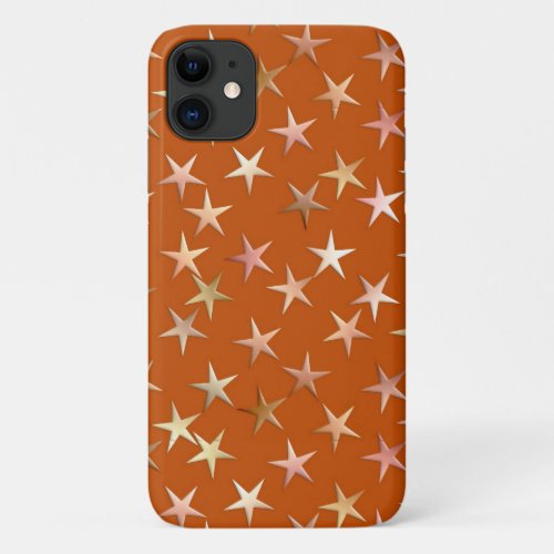 Metallic stars pale gold and copper shades iPhone 11 case