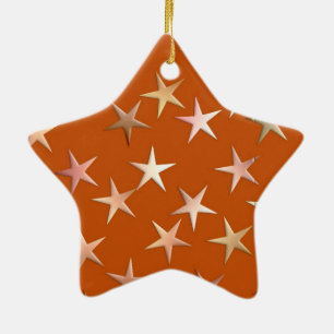 Metallic stars, pale gold and copper shades ceramic ornament