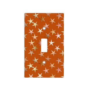 Metallic stars, pale gold and copper shades light switch cover