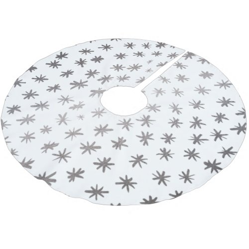 Metallic stars _ silver brushed polyester tree skirt