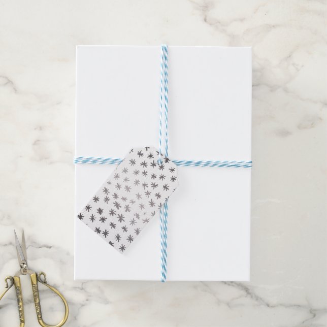 Metallic stars - silver gift tags (With Twine)