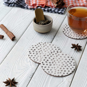 Metallic stars - silver round paper coaster