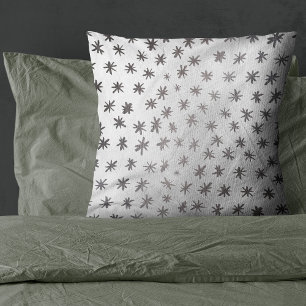 Metallic stars silver throw pillow