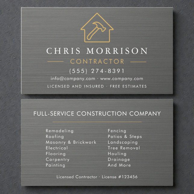 Metallic Steel Building Construction Contractor Business Card (Creator Uploaded)