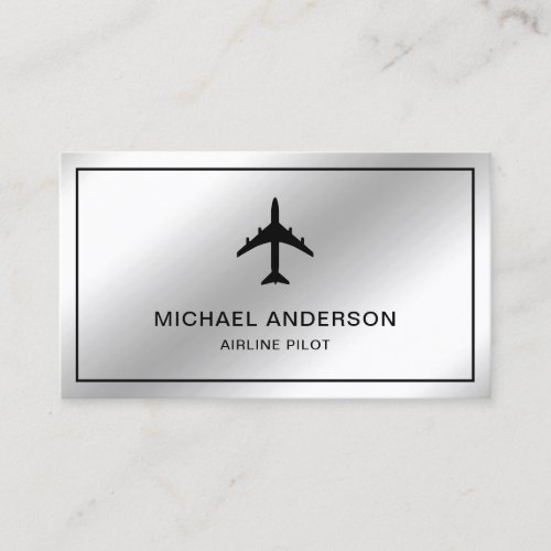 Metallic Steel Jet Aircraft Airplane Airline Pilot Business Card