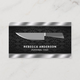 Metallic Steel Kitchen Knife Personal Chef Business Card